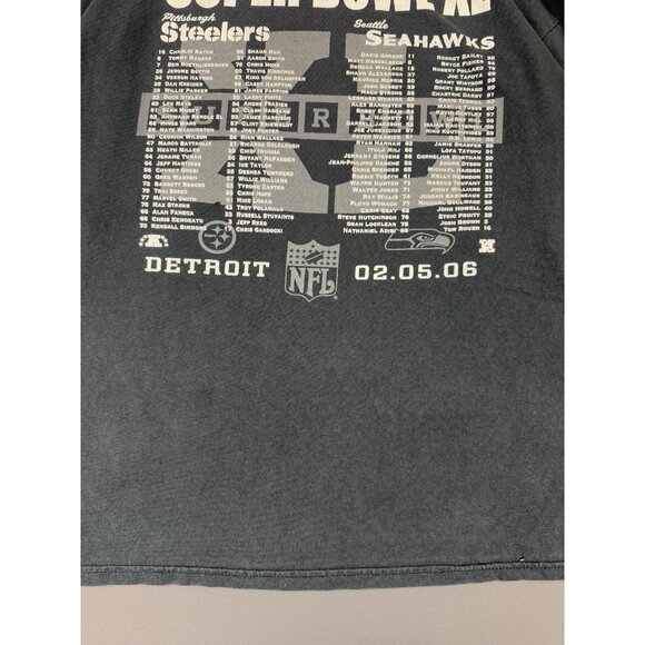 Vintage Y2K NFL Superbowl XL Steelers Seahawks Football Black Long Sleeve Shirt - Picture 15 of 16